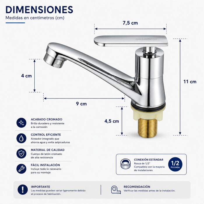 hogar accesorios bano llave lavamanos palanca cuerpo metalicotrada bronce color cromado pmo 035 mp madecentro