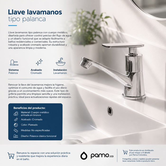 hogar accesorios bano llave lavamanos palanca cuerpo metalicotrada bronce color cromado pmo 035 mp madecentro