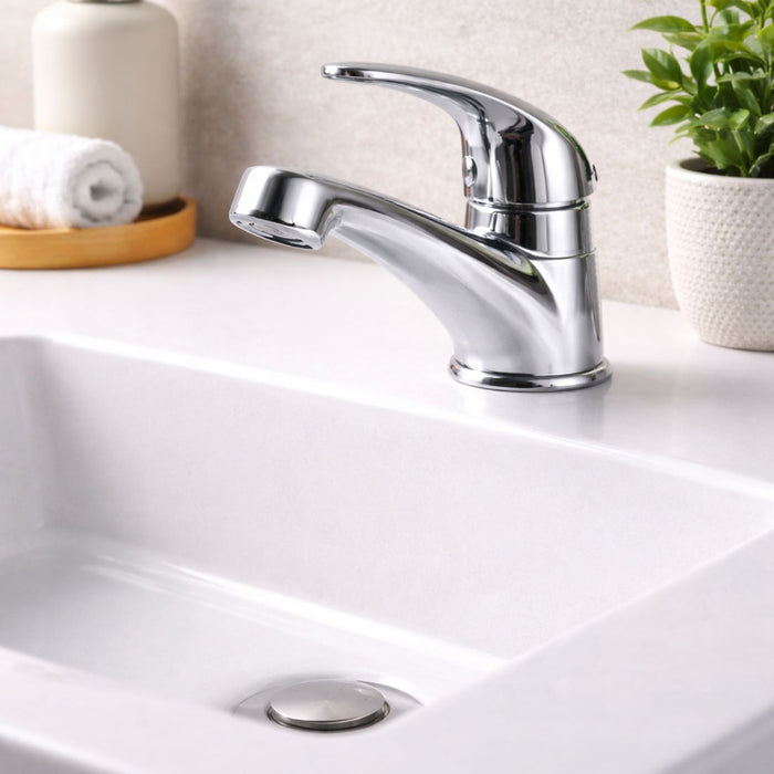 hogar accesorios bano llave lavamanos sencilla palanca zinc acabado cromado pmo 036 mp madecentro