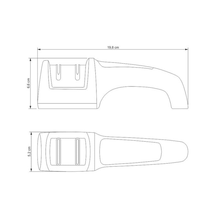 Afilador cuchillos doble en acero inoxidable con soporte en ABS