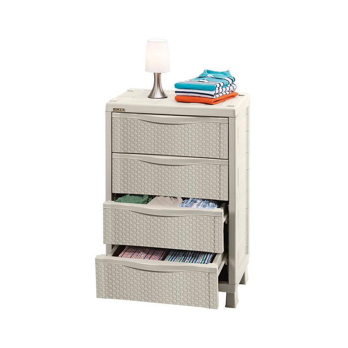 Armario cajonero apariencia rattan taupe marca Rimax