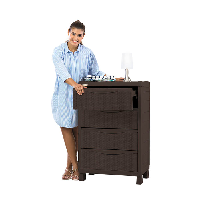 Armario cajonero apariencia rattan wengue marca Rimax