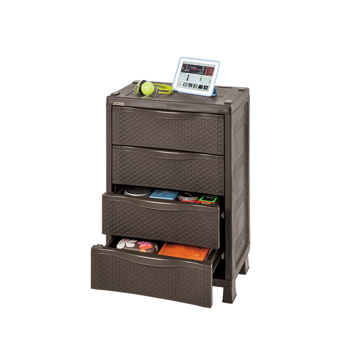 Armario cajonero apariencia rattan wengue marca Rimax