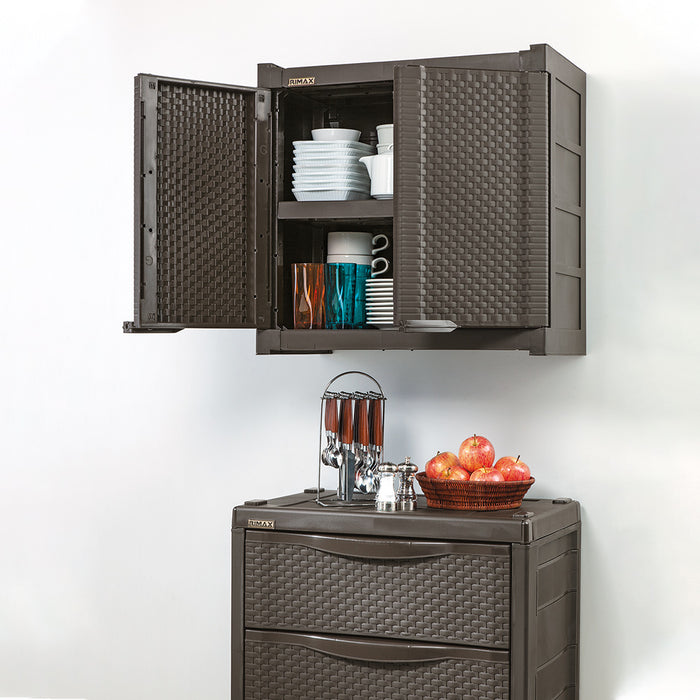 Armario gabinete doble apariencia rattan wengue marca Rimax