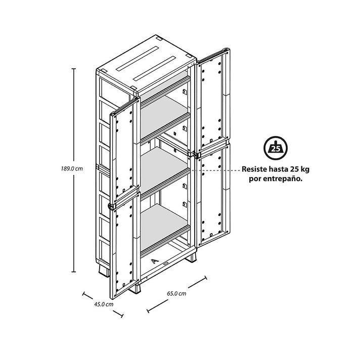 Armario grande apariencia rattan taupe marca Rimax