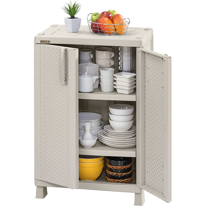 Armario mediano apariencia rattan taupe marca Rimax