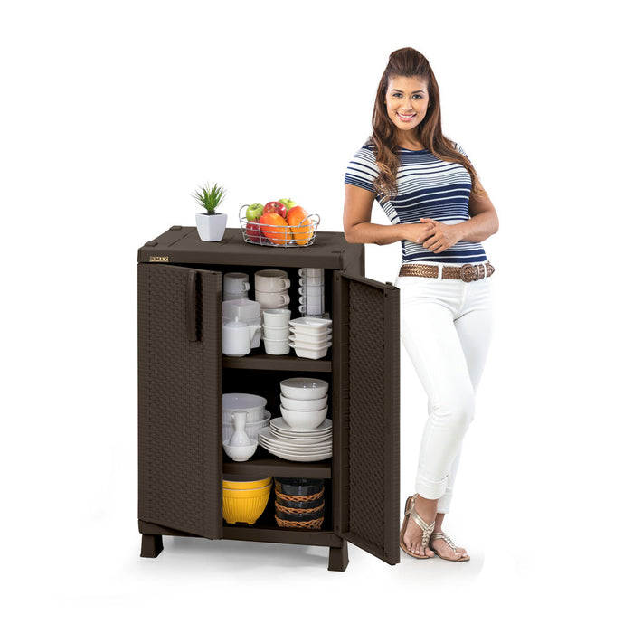 Armario mediano apariencia rattan wengue marca Rimax