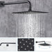 hogar bano ducha regadera cuadrada color negro 25 cm tubo pmo 019 mp madecentro
