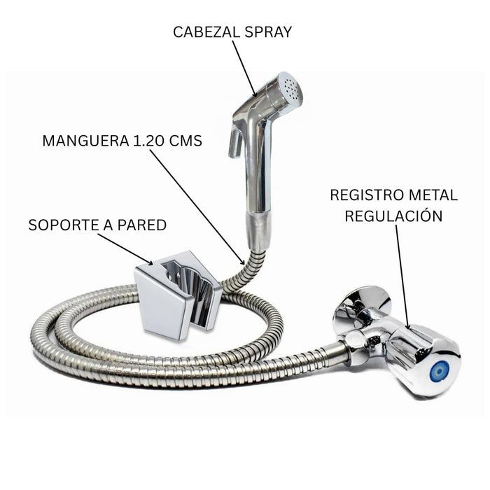 hogar bano ducha telefono spray cromada 12 metros registro regulacion pmo 021 mp madecentro