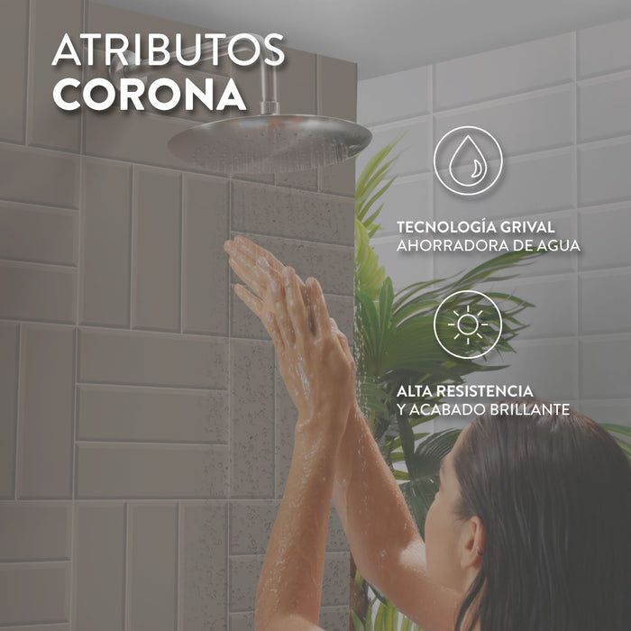 hogar bano regadera ultra ahorradora con brazo liquid corona corona lq4010001cor mp madecentro
