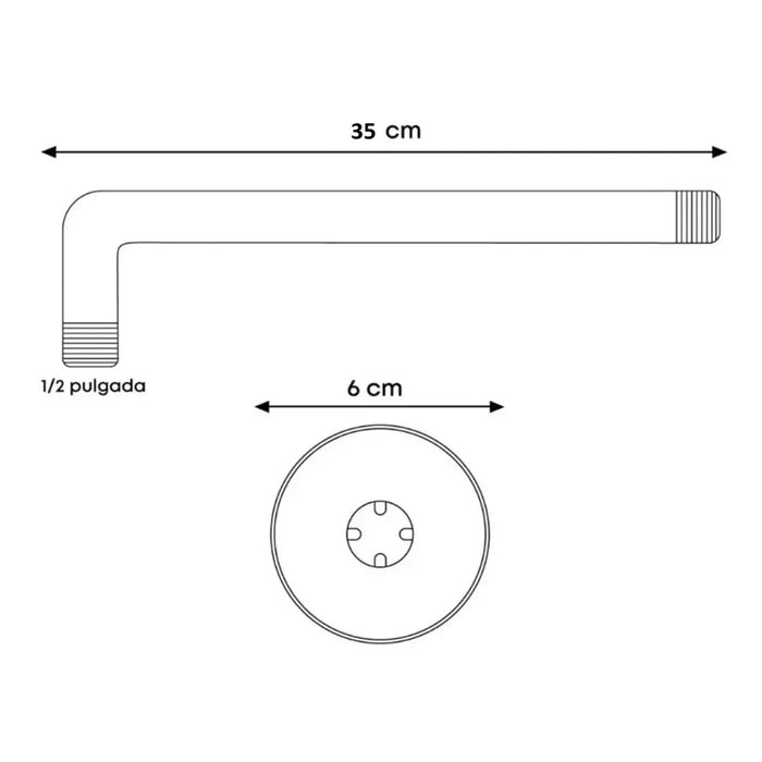 hogar bano tubo regadera 40 cm tipo l acero inoxidable cromo 40 cm pmo 064 mp madecentro