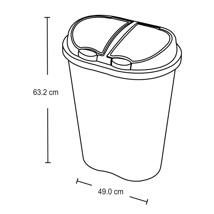 Basurero manejo de residuos 50 litros doble gris marca Rimax