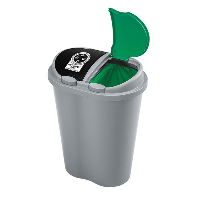 Basurero manejo de residuos 50 litros doble gris marca Rimax