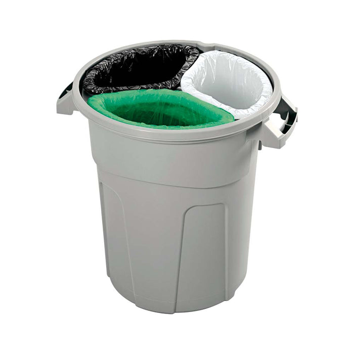Basurero manejo residuos 100 litros con 3 compartimentos gris marca Rimax