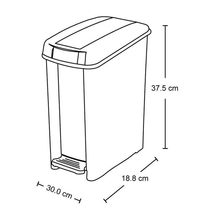Basurero pedal delgado 10 litros blanco vm marca Rimax