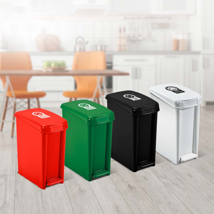 Basurero pedal delgado 10 litros rojo marca Rimax