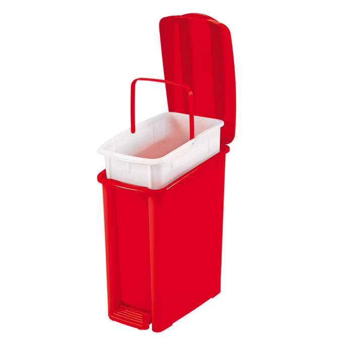 Basurero pedal delgado 10 litros rojo marca Rimax