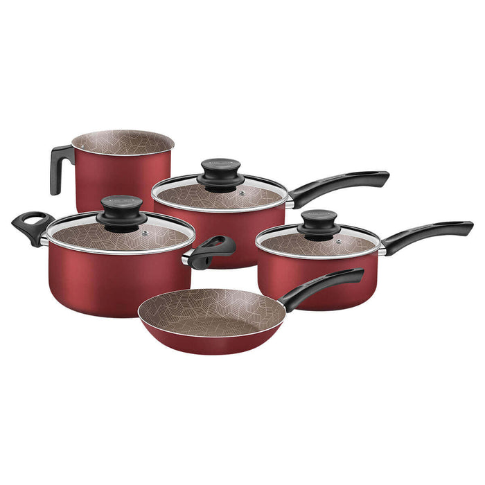 Batería cocina antiadherente color rojo 5 piezas