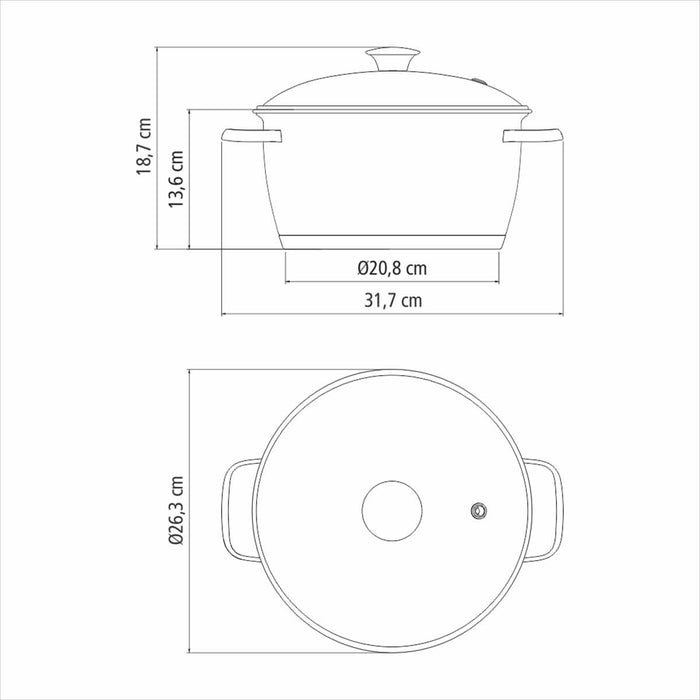 Olla alta con tapa de vidrio de 5.7 litros