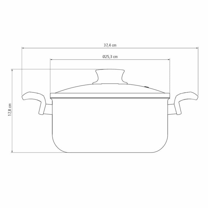 Olla antiadherente roja con tapa de vidrio de 2.9 litros