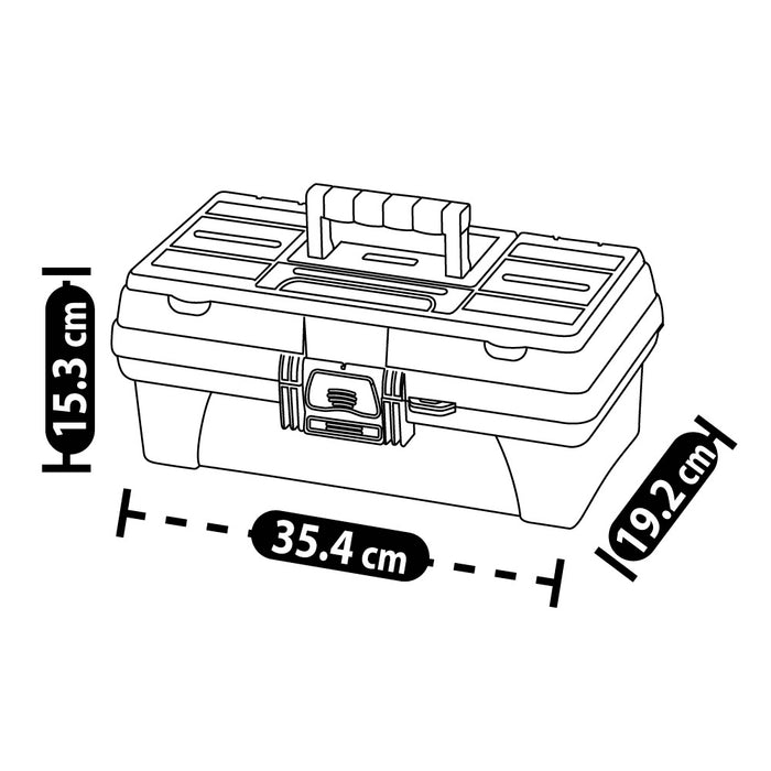 Caja herramientas 14" con tapa organizadora cerradura plástica negro marca Rimax