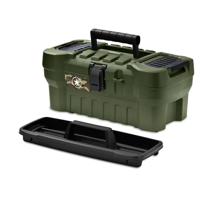 Caja herramientas 16" cerradura plástica verde marca Rimax