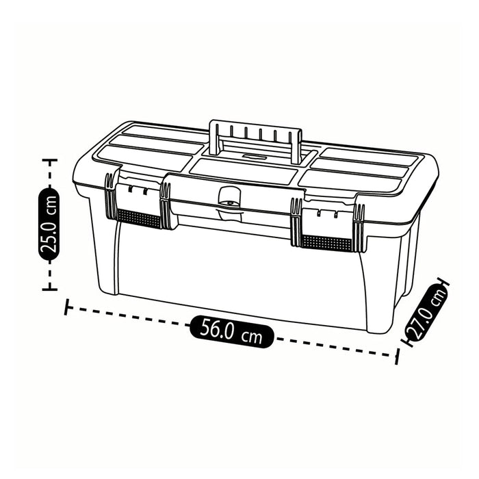 Caja organizadora de herramientas con tapa ycerradura plástica negra Rimax