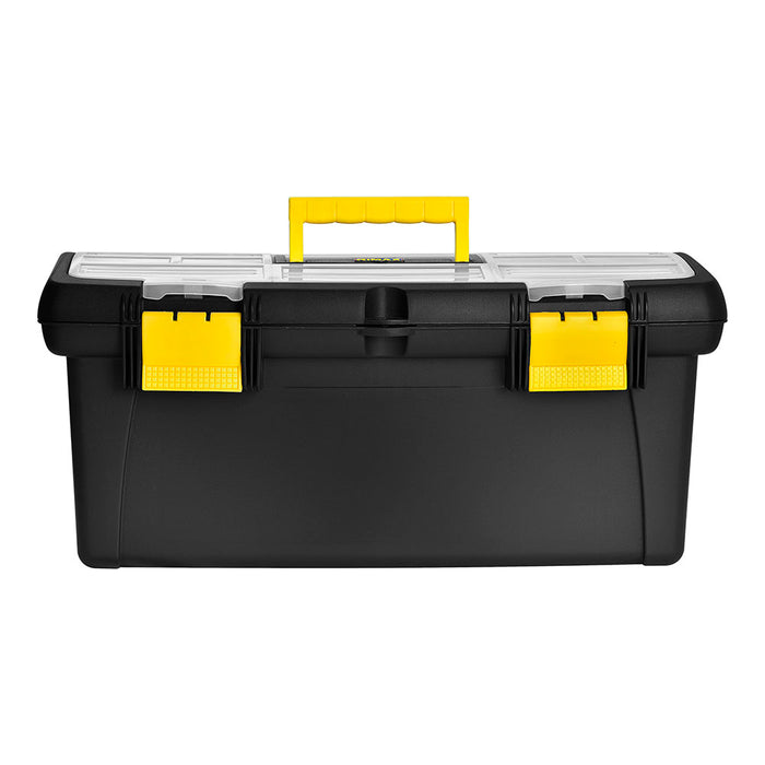 Caja herramientas 22" con tapa organizadora cerradura plástica negro marca Rimax
