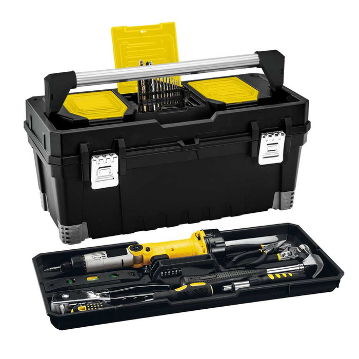 Caja herramientas 25" profesional cerradura metálica negro marca Rimax