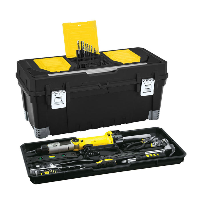 Caja herramientas 25" profesional cerradura metálica negro marca Rimax