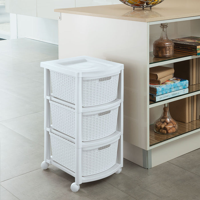 Cajonero apariencia rattan 3 gavetas altas Rimax