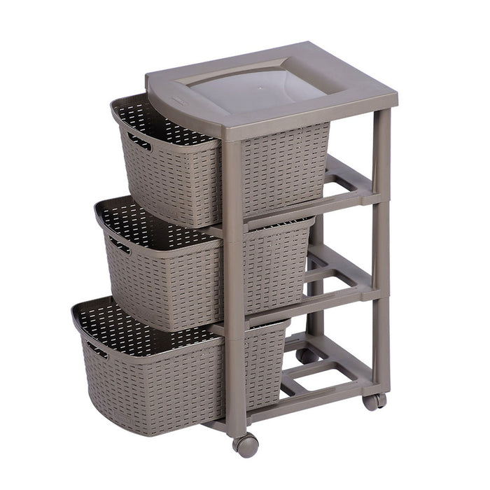 Cajonero apariencia rattan 3 gavetas altas Rimax