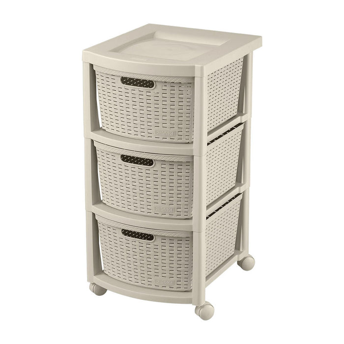 Cajonero apariencia rattan 3 gavetas altas Rimax