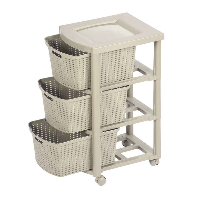 Cajonero apariencia rattan 3 gavetas altas Rimax