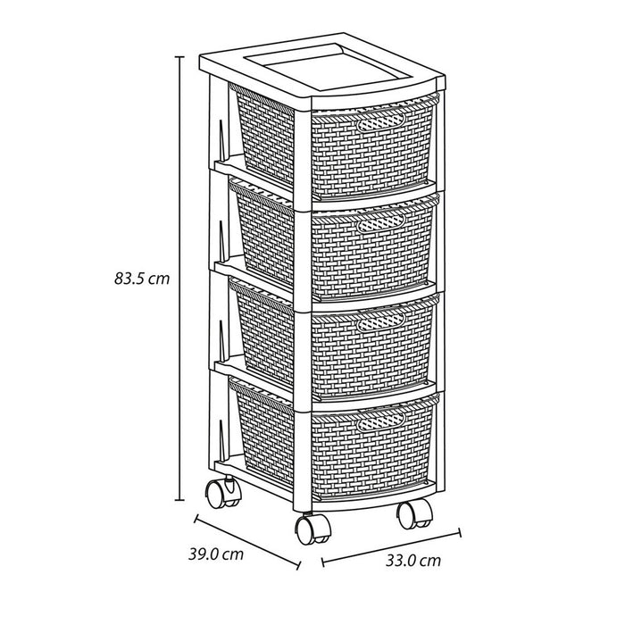 Cajonero apariencia rattan 4 gavetas altas Rimax