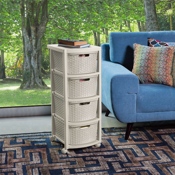 Cajonero apariencia rattan 4 gavetas altas Rimax