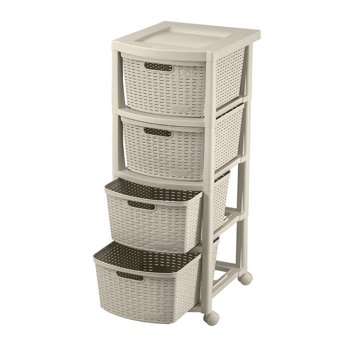 Cajonero apariencia rattan 4 gavetas altas Rimax