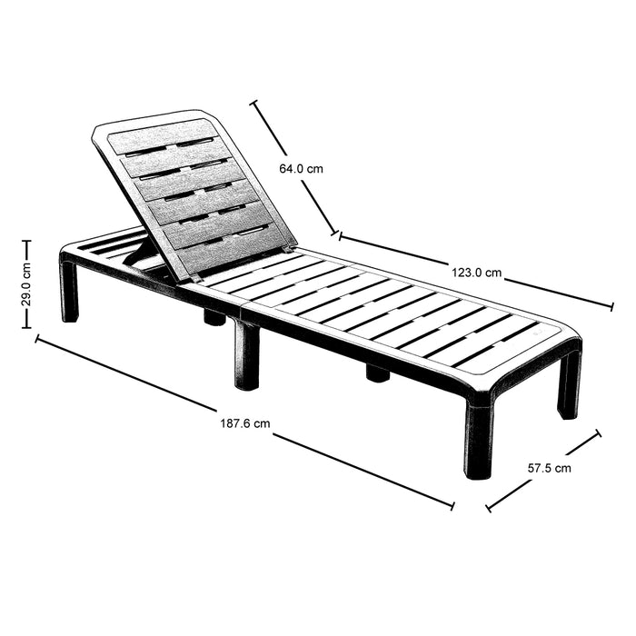Cama asoleadora barú con 5 posiciones Rimax