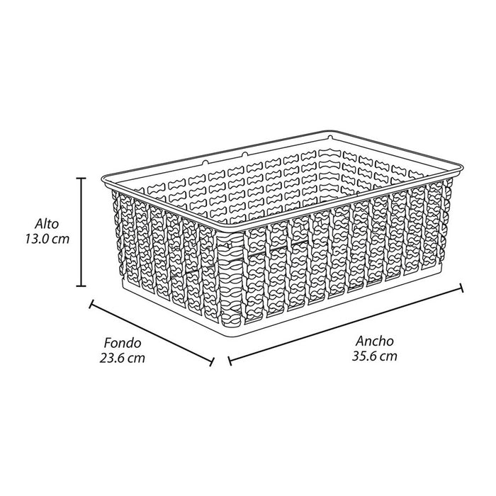 Canasta organizadora con tejito decorativo  Rimax