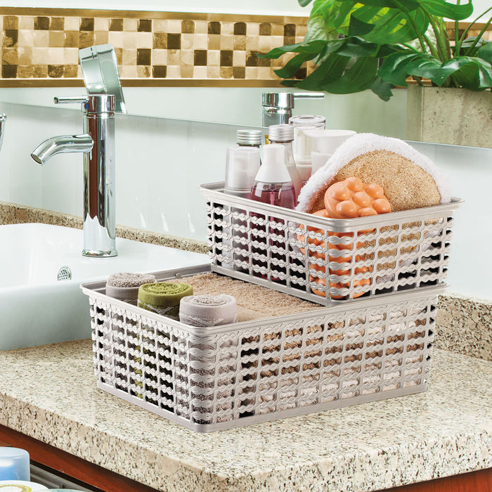 Canasta organizadora con tejito decorativo  Rimax