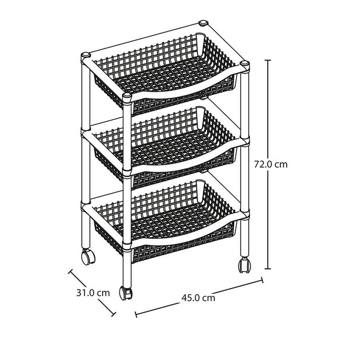 Canasta móvil rectangular de 3 niveles Rimax