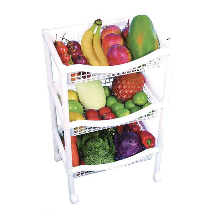 Canasta móvil rectangular de 3 niveles blanca marca Rimax