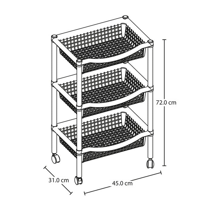 Canasta móvil rectangular de 3 niveles blanca marca Rimax