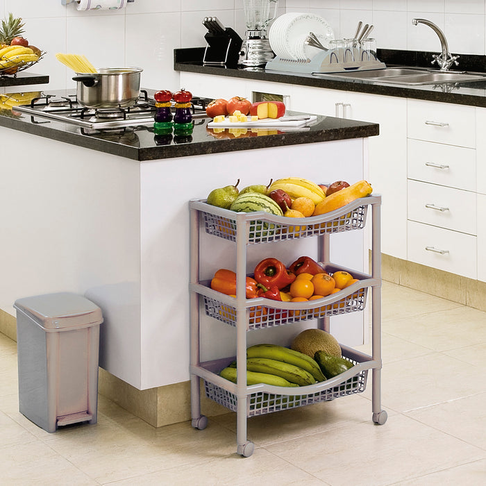 Canasta móvil rectangular de 3 niveles taupe marca Rimax