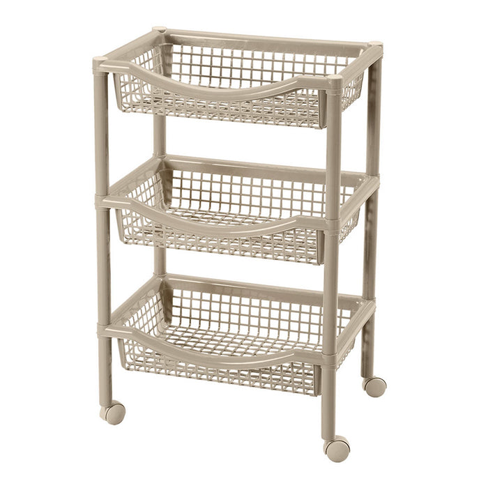Canasta móvil rectangular de 3 niveles taupe marca Rimax