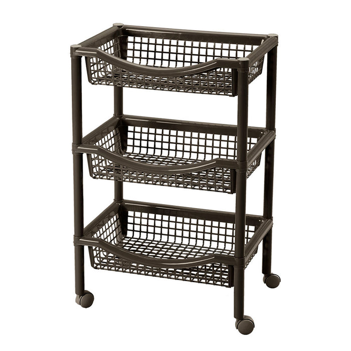 Canasta móvil rectangular de 3 niveles wengue marca Rimax