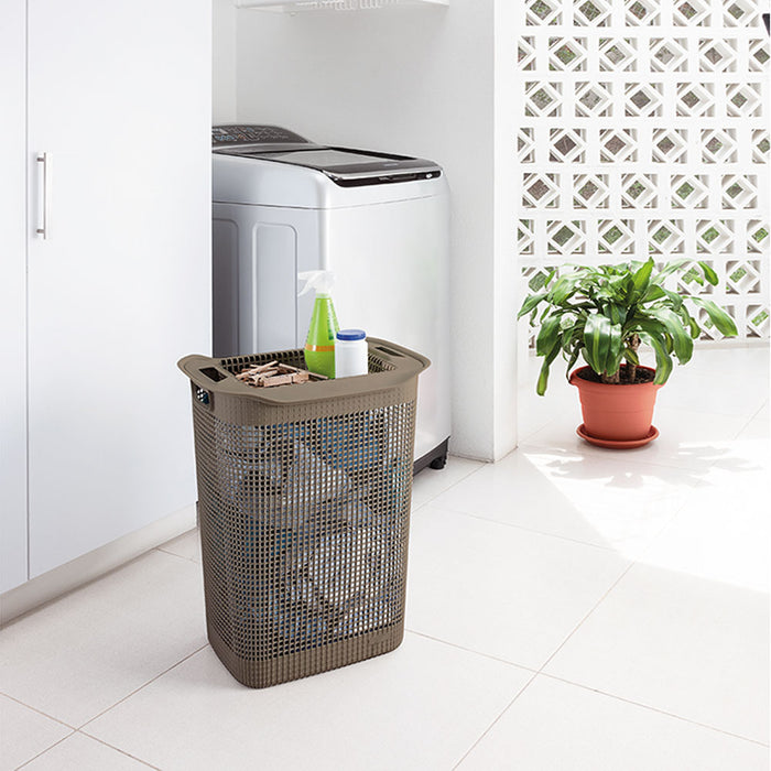 Cesta para ropa linum con tejido premium mocca marca Rimax