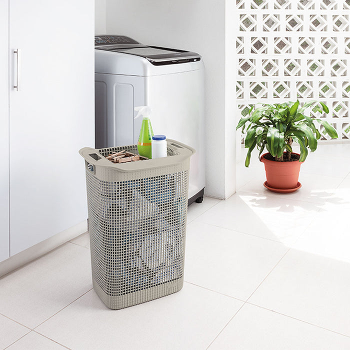 Cesta para ropa linum con tejido premium taupe marca Rimax
