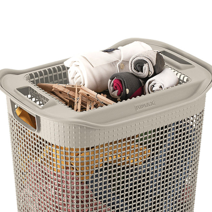 Cesta para ropa linum con tejido premium taupe marca Rimax