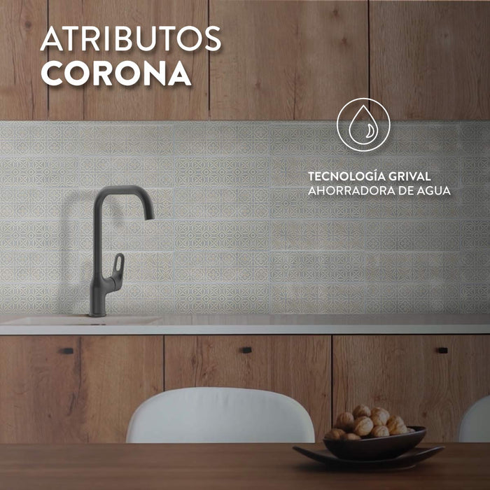hogar cocina griferia ultra ahorradora lavaplatos monocontrol koral niquel corona corona kr5035551cor mp madecentro